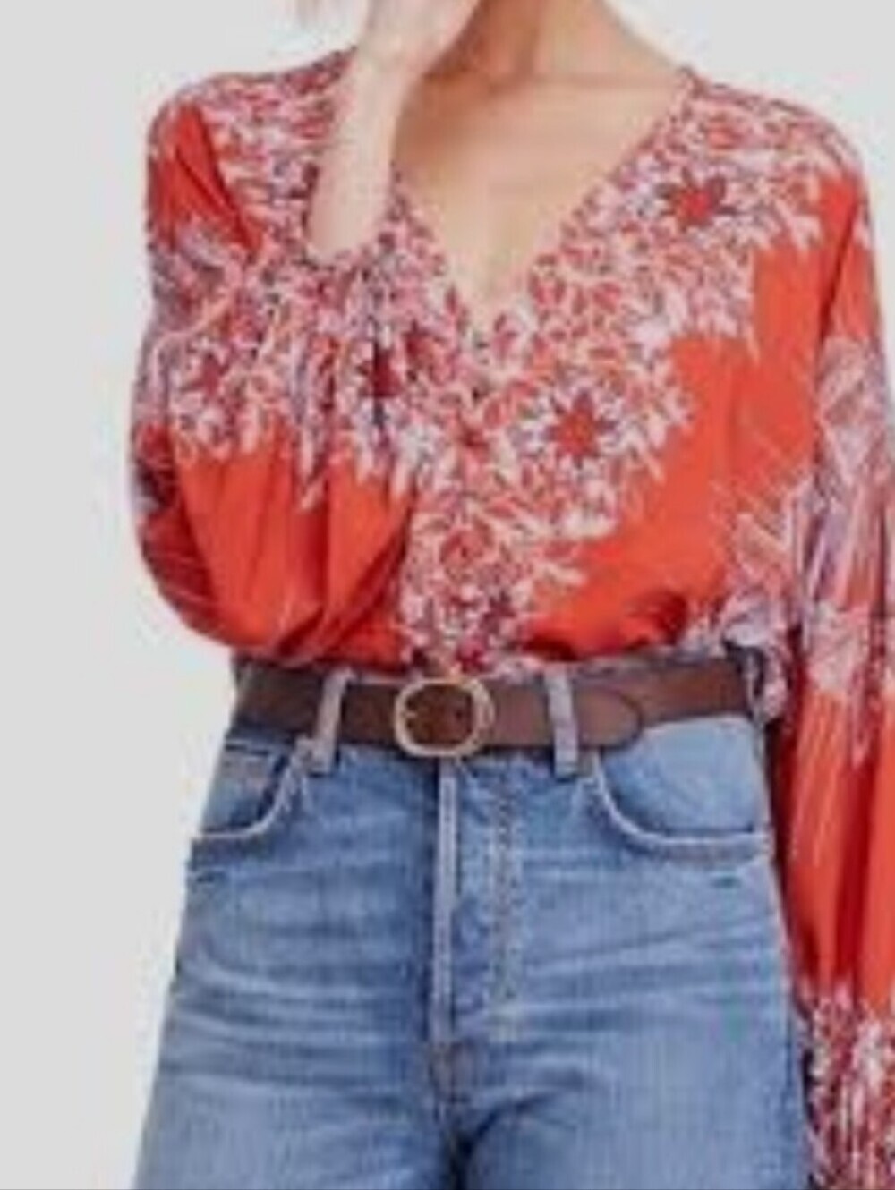 Free People Birds of a Feather Top XS Roman Orange Colorway EUC